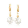 12-13mm Cultured Pearl Drop Earrings in 14kt Yellow Gold