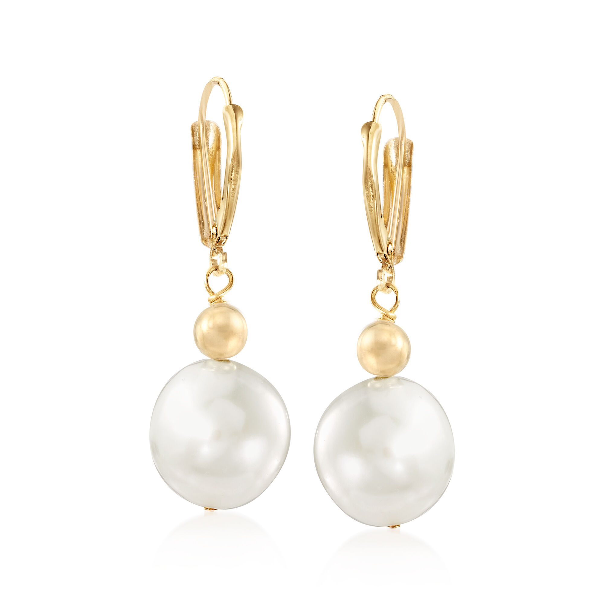 12-13mm Cultured Pearl Drop Earrings in 14kt Yellow Gold | Ross-Simons