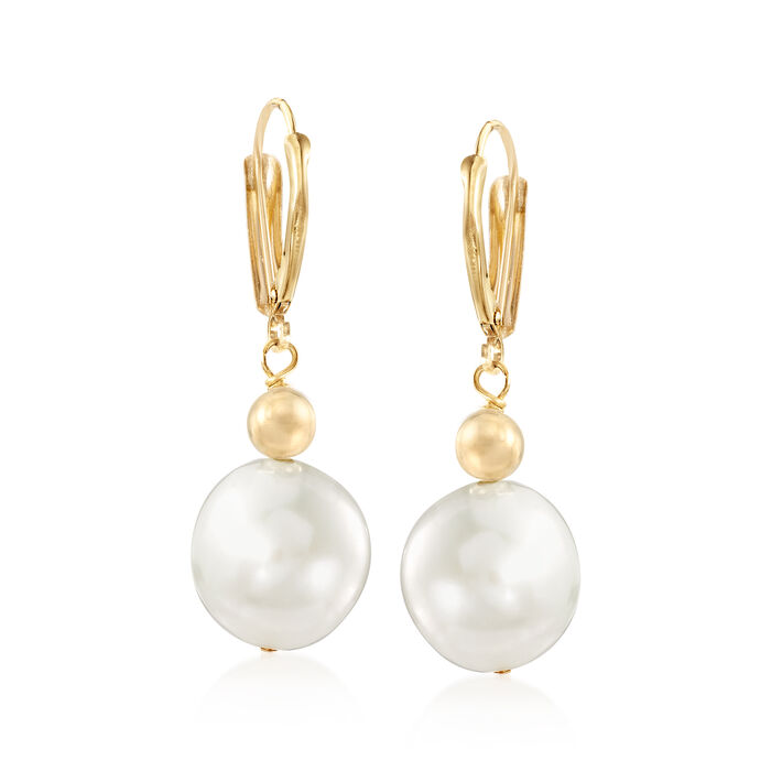 12-13mm Cultured Pearl Drop Earrings in 14kt Yellow Gold