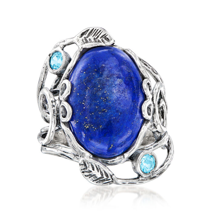 Lapis and .20 ct. t.w. Sky Blue Topaz Ring in Sterling Silver