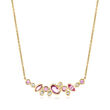 .30 ct. t.w. Scattered Pink Sapphire Necklace with Diamond Accents in 14kt Yellow Gold