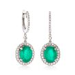 5.00 ct. t.w. Emerald and .68 ct. t.w. Diamond Drop Earrings in 14kt White Gold
