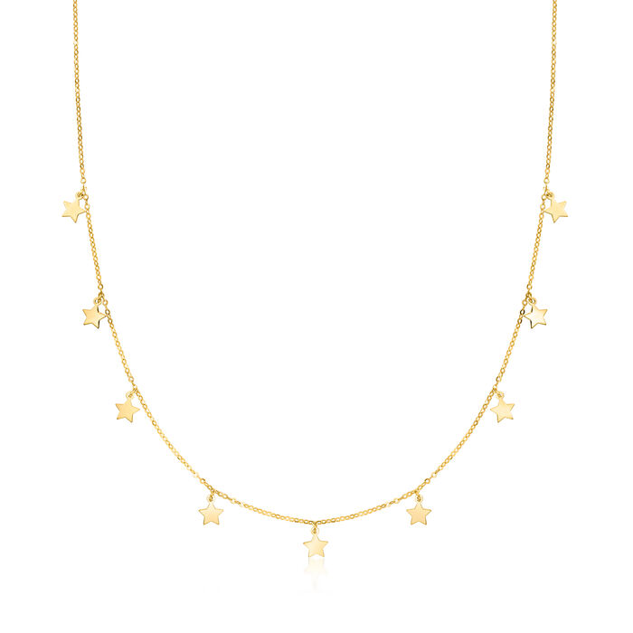 Italian 10kt Yellow Gold Mini Star Station Necklace
