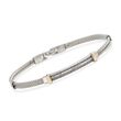 ALOR Men's Stainless Steel Cable Bar Bracelet With 18kt Yellow Gold