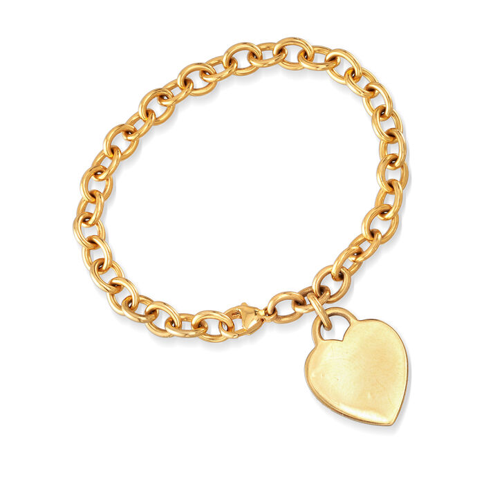 C. 1990 Vintage Tiffany Jewelry Heart Charm Bracelet in 18t Yellow Gold