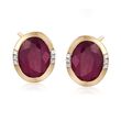 4.60 ct. t.w. Oval Ruby Earrings with Diamond Accents in 14kt Yellow Gold