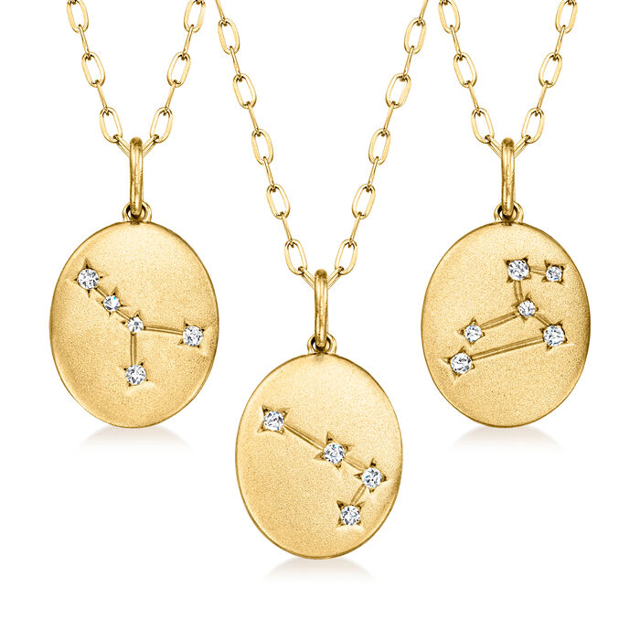 Diamond-Accented Zodiac Constellation Pendant Necklace in 18kt Gold Over Sterling