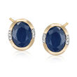 5.00 ct. t.w. African Sapphire Earrings with Diamond Accents in 14kt Yellow Gold