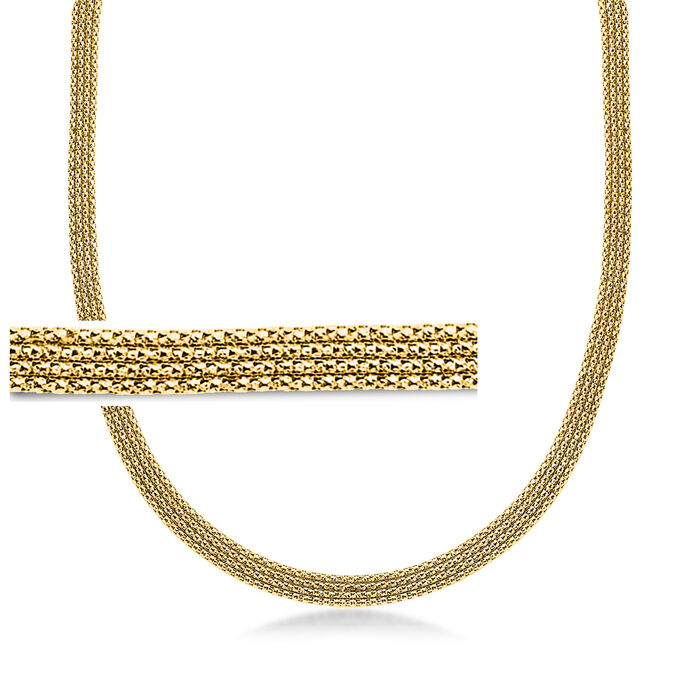 Italian 14kt Yellow Gold Multi-Row Popcorn-Chain Necklace