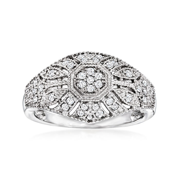.25 ct. t.w. Diamond Vintage-Style Milgrain Ring in Sterling Silver