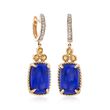 Lapis and .20 ct. t.w. Citrine Drop Earrings in 14kt Yellow Gold