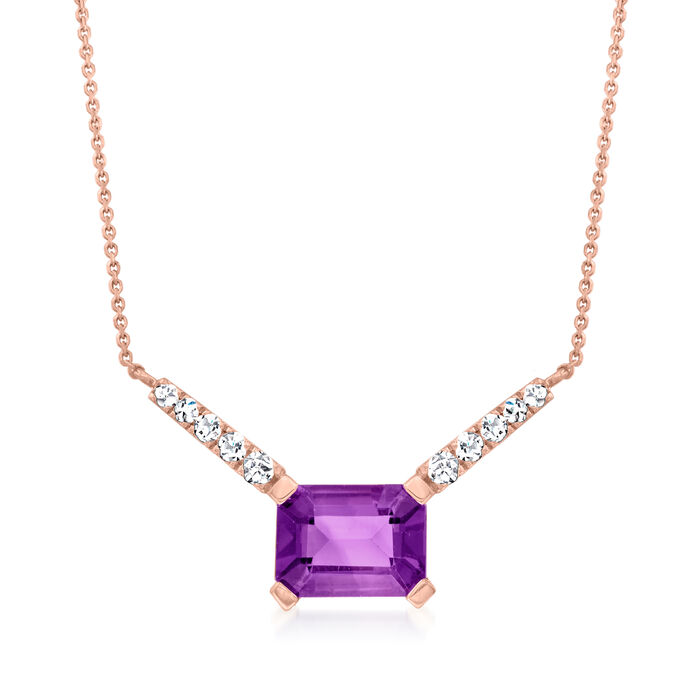 1.60 Carat Amethyst and .14 ct. t.w. Diamond Necklace in 14kt Rose Gold