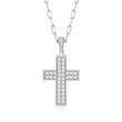 Charles Garnier .84 ct. t.w. CZ Cross Paper Clip Link Necklace in Sterling Silver