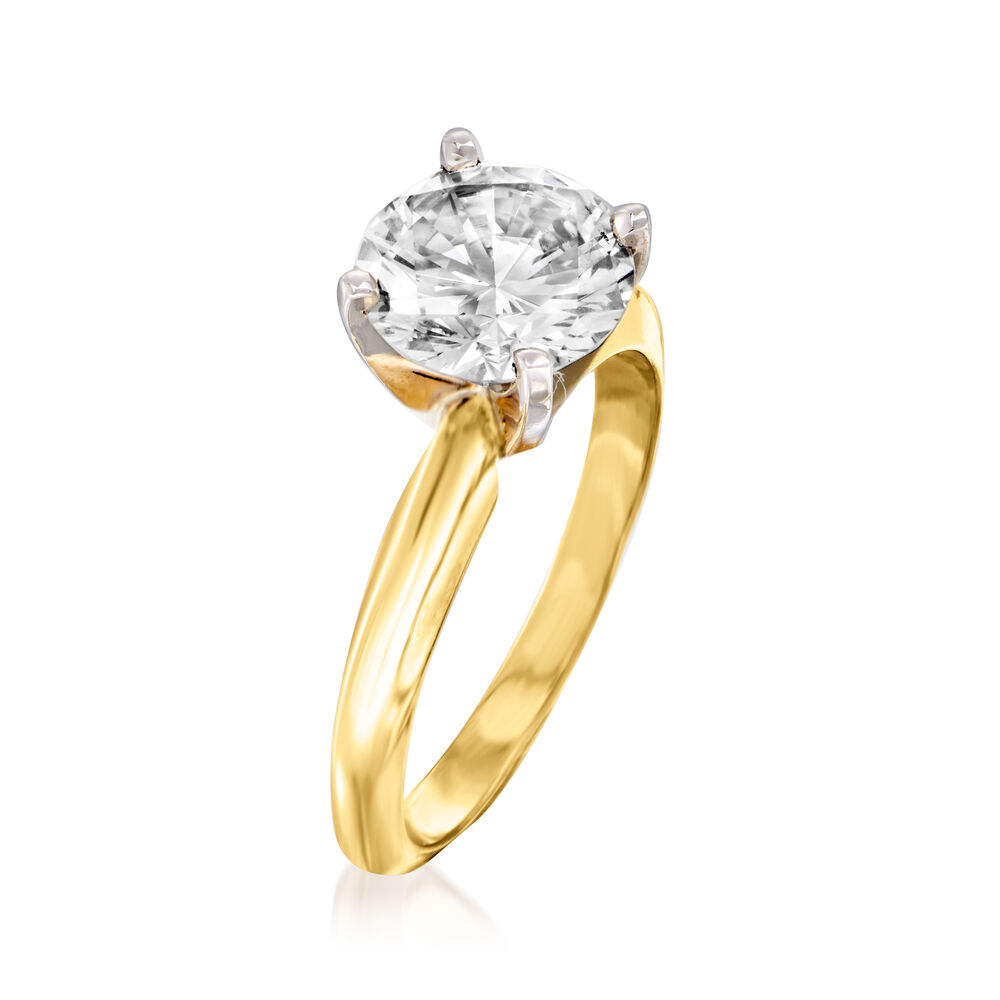 C. 1980 Vintage 2.10 Carat Diamond Solitaire Ring in 14kt Yellow Gold ...