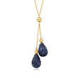 10.00 ct. t.w. Sapphire Double-Drop Necklace in 14kt Yellow Gold