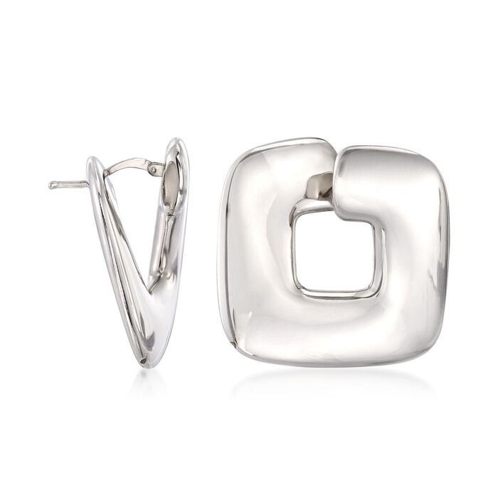 Italian Sterling Silver Front-Facing Square Hoop Earrings