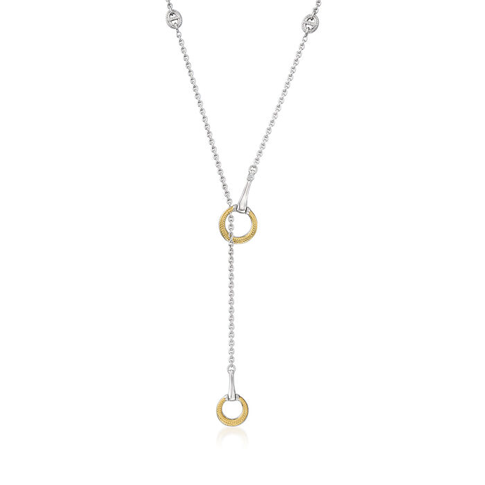 Judith Ripka &quot;Vienna&quot; Sterling Silver and 18kt Yellow Gold Y-Necklace with Diamond Accents