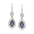 1.00 ct. t.w. Sapphire and .34 ct. t.w. Diamond Drop Earrings in 14kt White Gold
