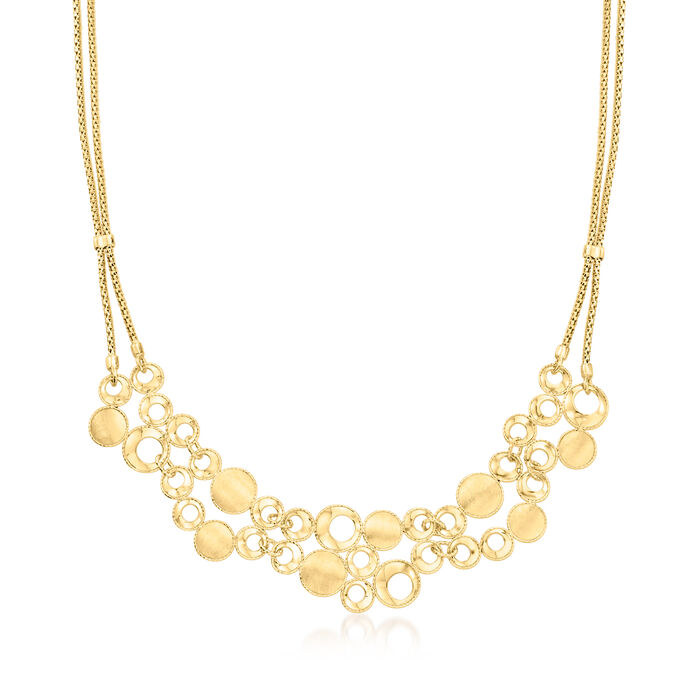 Italian 14kt Yellow Gold Two-Strand Circle-Pattern Necklace
