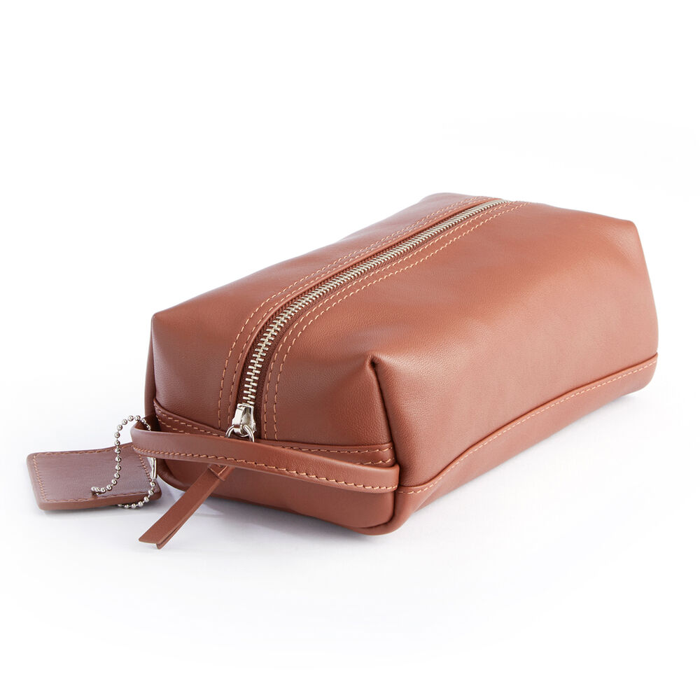 Royce Tan Leather Compact Toiletry Bag | Ross-Simons
