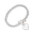 Sterling Silver Personalized Heart Toggle Bracelet 7-inch