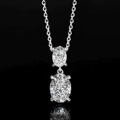 2.00 ct. t.w. Oval Lab-Grown Diamond Pendant Necklace in 14kt White Gold