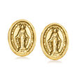Italian 18kt Yellow Gold Miraculous Medal Earrings