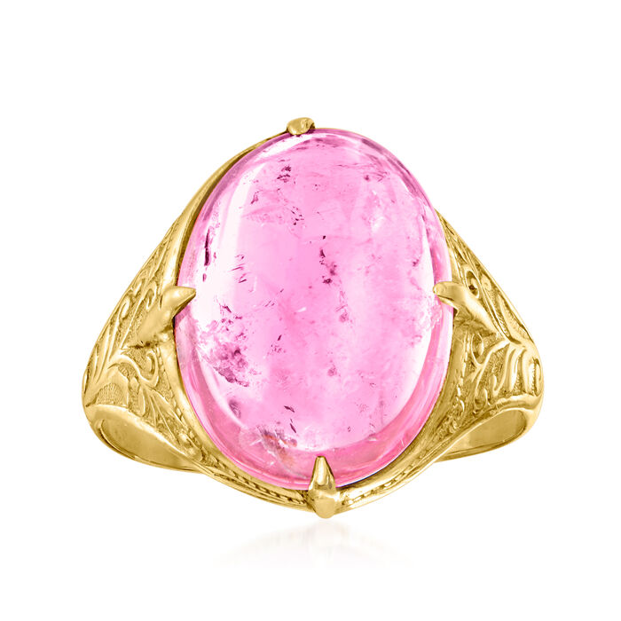 C. 1950 Vintage 8.75 Carat Pink Tourmaline Ring in 22kt Yellow Gold