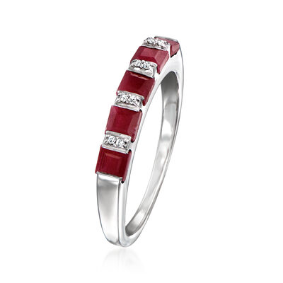 1.50 ct. t.w. Ruby Ring with Diamond Accents in Sterling Silver