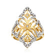 .50 ct. t.w. Diamond Openwork Floral Ring in 18kt Gold Over Sterling