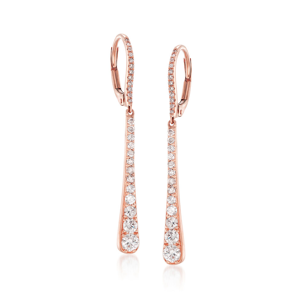 .76 ct. t.w. Graduated Diamond Drop Earrings in 14kt Rose Gold | Ross ...