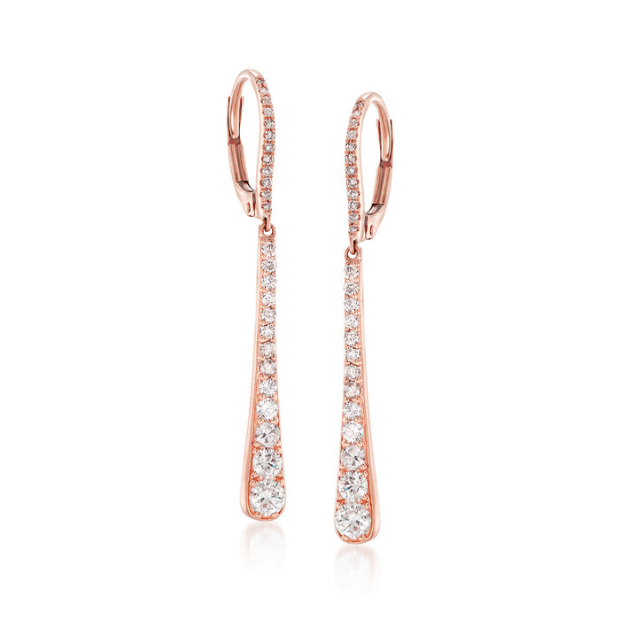 .76 ct. t.w. Graduated Diamond Drop Earrings in 14kt Rose Gold