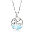 Larimar Palm Tree Beach Pendant Necklace in Sterling Silver
