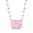 4.20 Carat Simulated Pink Sapphire Paper Clip Link Necklace in Sterling Silver