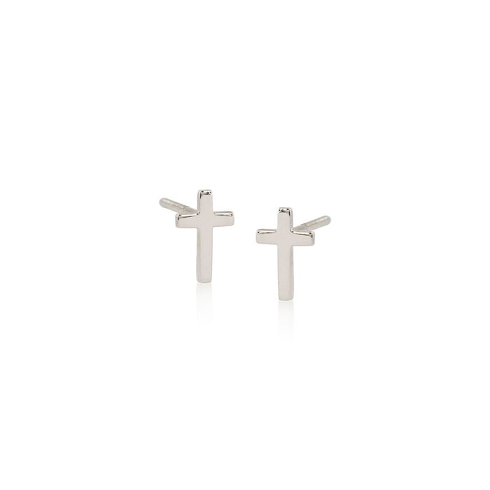 Child's 14kt White Gold Cross Earrings