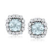 2.00 ct. t.w. Aquamarine and .72 ct. t.w. Diamond Earrings in 14kt White Gold