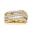 .75 ct. t.w. Diamond Highway Ring in 18kt Gold Over Sterling