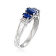 .88 ct. t.w. Sapphire Ring with White Topaz Accents in Sterling Silver