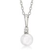 Mikimoto 7-7.5mm A+ Akoya Pearl Necklace with Diamond Accent in 18kt White Gold