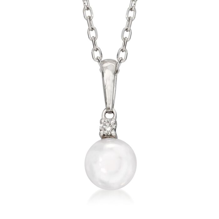 Mikimoto 7-7.5mm A+ Akoya Pearl Necklace with Diamond Accent in 18kt White Gold