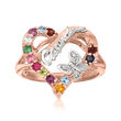 Personalized Birthstone Grandma Heart Ring in 14kt Gold