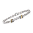 Andrea Candela &quot;Espiga&quot; Sterling Silver and 18kt Yellow Gold Bar Bracelet with Diamond Accents and Black Enamel