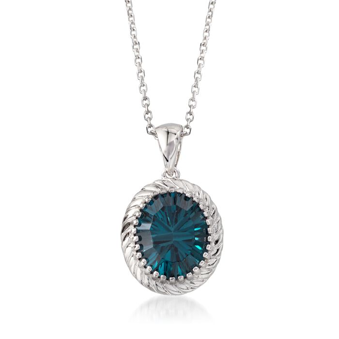 5.50 Carat London Blue Topaz Frame Pendant Necklace in Sterling Silver