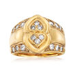 C. 1980 Vintage Dior .50 ct. t.w. Diamond Double-Heart Ring in 18kt Yellow Gold