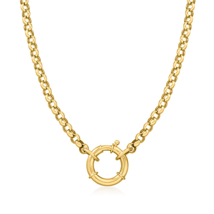14kt Yellow Gold Rolo-Link Springring Necklace