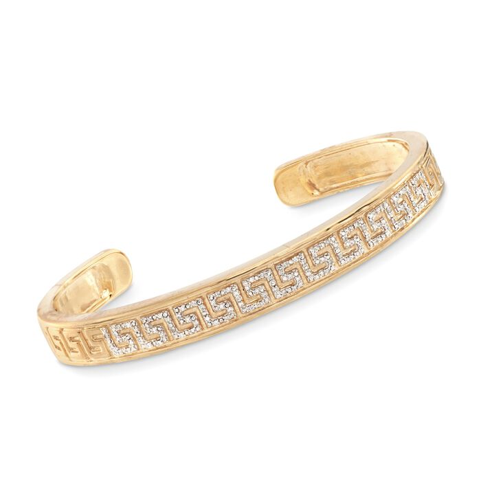.20 ct. t.w. Diamond Greek Key Cuff Bracelet in 18kt Gold Over Sterling Silver