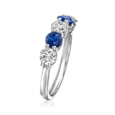 .70 ct. t.w. Sapphire and 1.00 ct. t.w. Lab-Grown Diamond Ring in 14kt White Gold