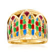 Italian Multicolored Enamel Ring in 14kt Yellow Gold