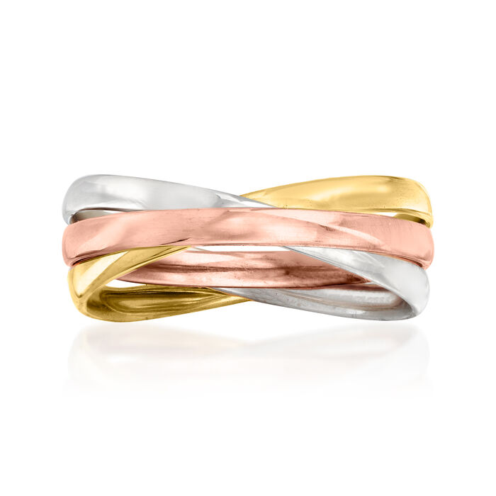 Italian 14kt Tri-Colored Gold Rolling Ring
