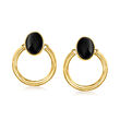 Onyx Circle Drop Earrings in 14kt Yellow Gold
